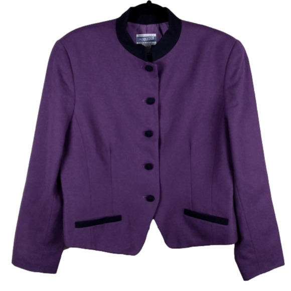 Pendleton Classic Wool Purple Mandarin Collar Button Front Long Sleeve Blazer - Picture 1 of 8